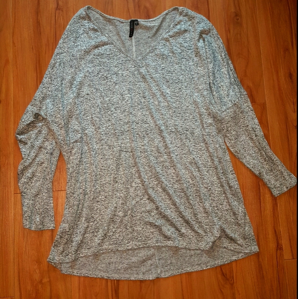 Obsession Heather Grey Knit V Neck Blouse